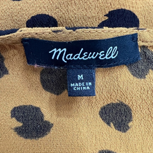 Madewell Orange and Black Polka Dot Tie Top - Picture 5 of 6